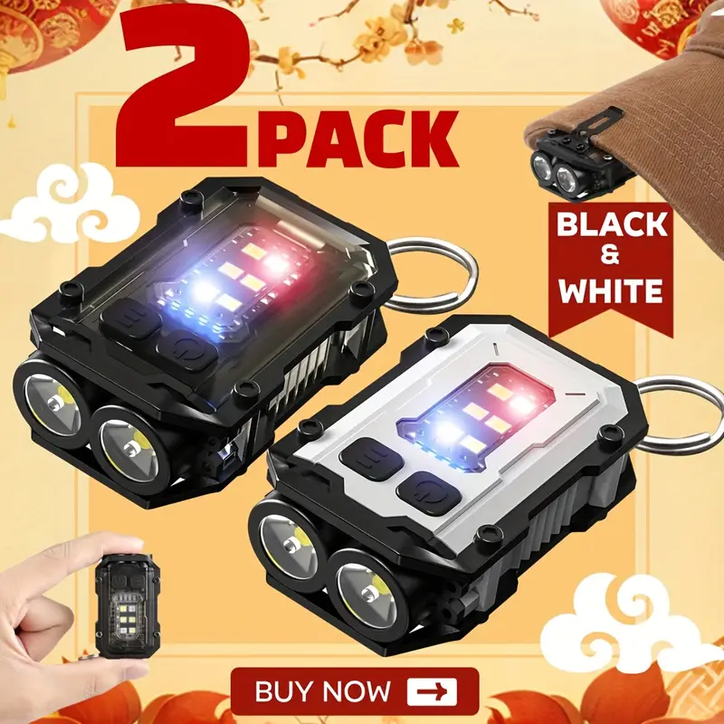 Keychain Flashlight - クリップオン懐中電灯 充電式ミニ EDC キーチェーントーチ、コンパクトポケット COB フラッシュライト
