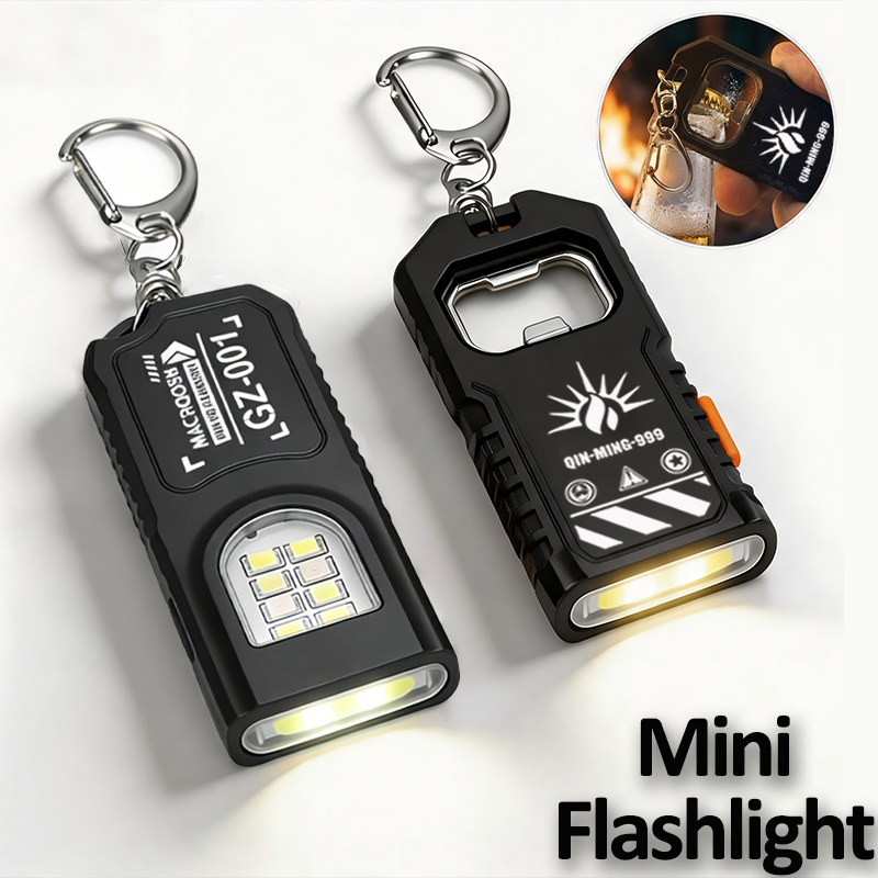 Keychain Flashlight - 多機能キーホルダー懐中電灯 USB 充電式ミニ懐中電灯 COB ワークライトキーリング付きキャンプウォーキングポケットランプ