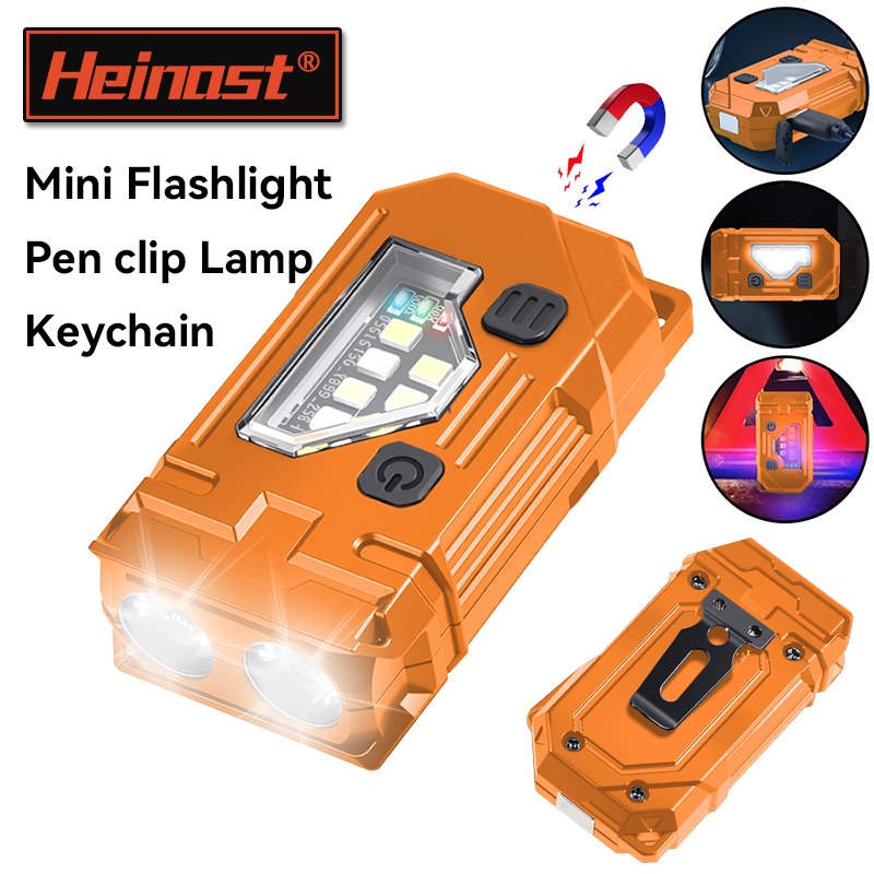 Keychain Flashlight - ミニキーホルダー EDC 懐中電灯充電式磁気トーチ超高輝度ポケット LED トーチペンクリップヘッドランプ屋外釣りランプ
