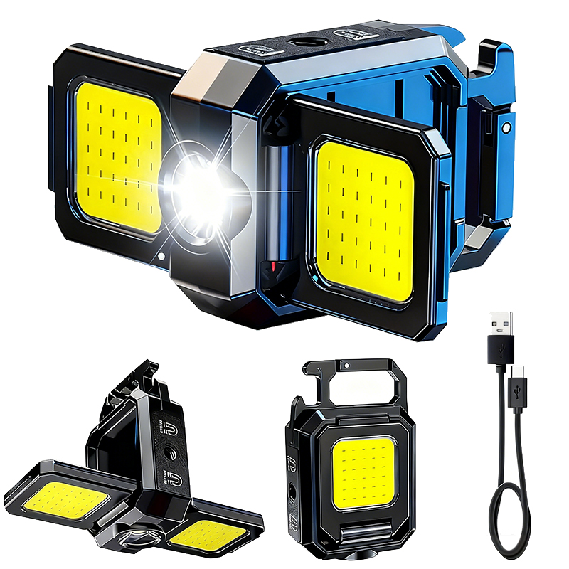 Keychain Flashlight - ミニ懐中電灯キーホルダーライト COB ワークライト USB 充電式ランプ 90