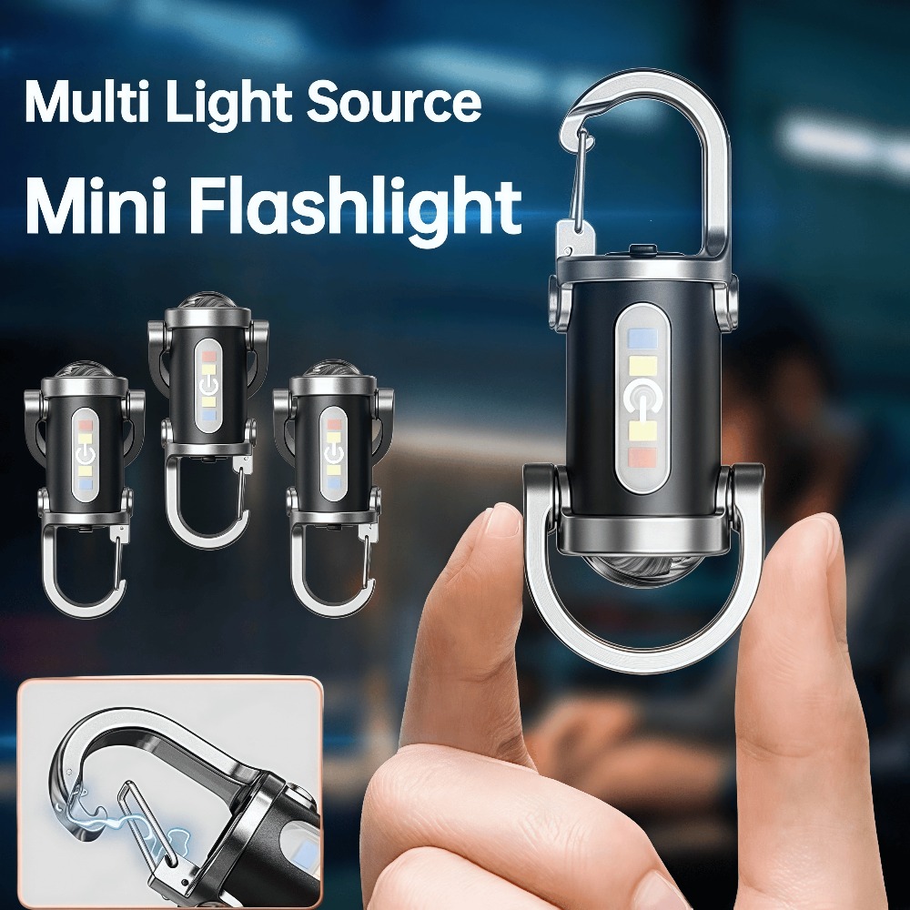 Keychain Flashlight - ポータブルキーホルダーライトミニキーリング懐中電灯充電式防水ポケットCOBワークランプ屋外ハイキング屋外釣り用