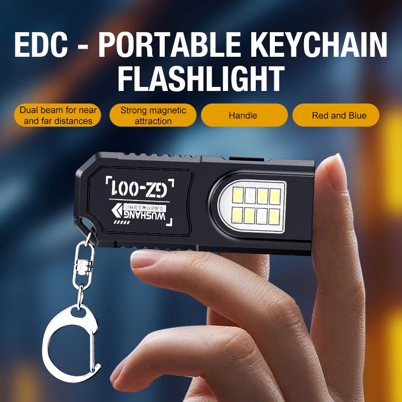 Keychain Flashlight - ポータブル腰掛けキーホルダー、ミニ懐中電灯、多機能緊急充電、アンチキーチェーン、超大型、明るい、ハウス用