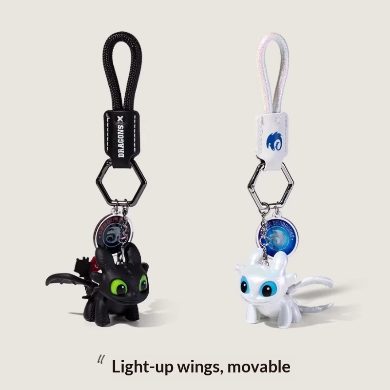 Carabiner Keychain - 本物のドラゴンテイミングマスター歯のないナイトシャホワイトライトシャキーホルダー車のバックパックペンダント目が輝く明るいフェスティバルギフト