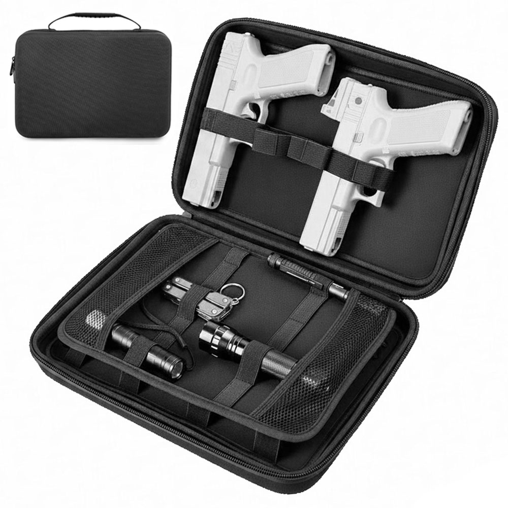 Edc Carry Bag For Pistol - 戦術的なピストルガンケースデュアルガン収納バッグ隠しキャリーピストル保護ケースガンホルスターバッグEDCツール懐中電灯ポーチ