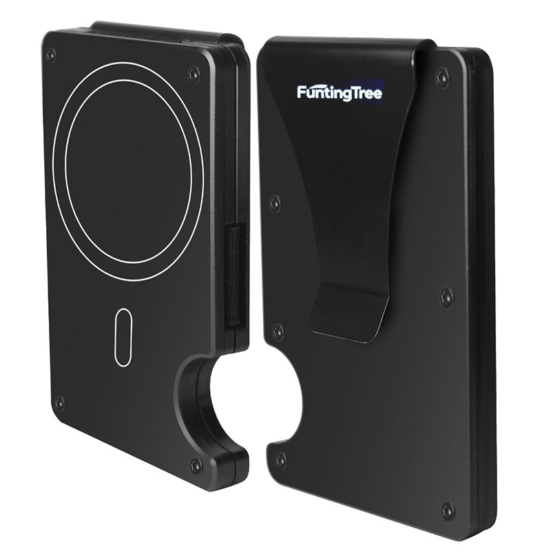 Money Clip Magnetic - MagSafeウォレット対応、マネークリップ付きスリムウォレット（男性用）、RFIDブロッキングメタルカードホルダー、ミニマリストマグネットウォレット