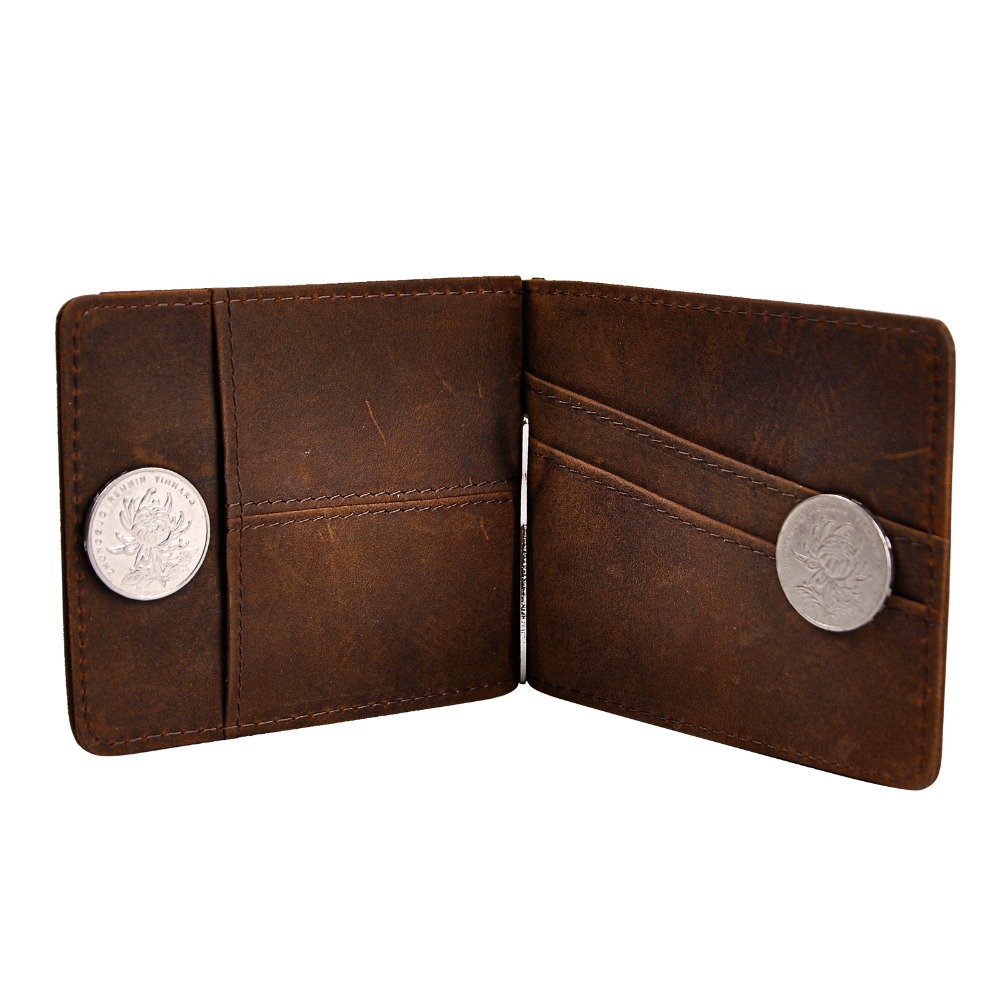 品質の革の男性磁気マネークリップギフト財布カードフォトホルダ - Money Clip Magnetic のレビューと価格