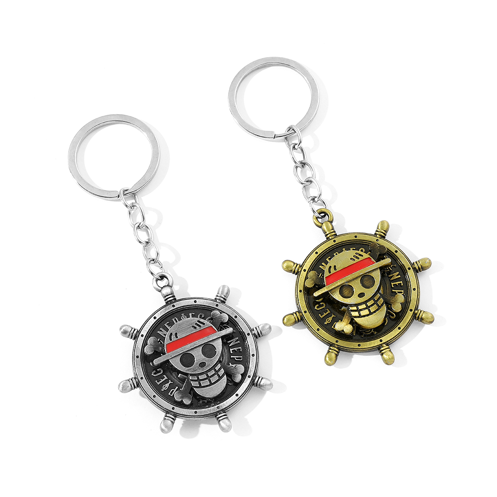 ワンピースアニメキーホルダールフィ麦わら帽子団回転可能なスカ - Carabiner Keychain のレビューと価格