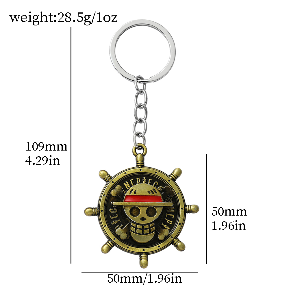 ワンピースアニメキーホルダールフィ麦わら帽子団回転可能なスカ - Carabiner Keychain のレビューと価格