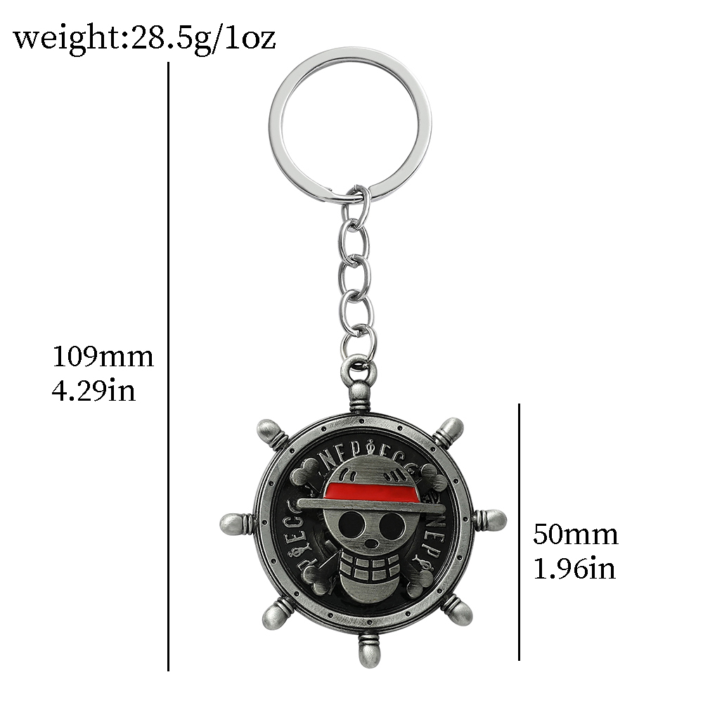 ワンピースアニメキーホルダールフィ麦わら帽子団回転可能なスカ - Carabiner Keychain のレビューと価格