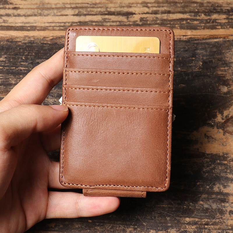 メンズスリムマネークリップウォレットレザーIDクレジットカー - Money Clip Magnetic のレビューと価格