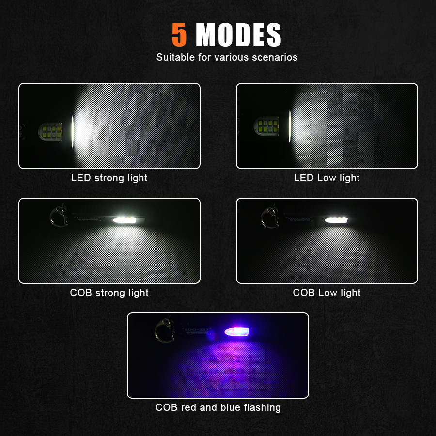 多機能ミニ COB LED キーホルダー懐中電灯 USB 充 - Keychain Flashlight のレビューと価格