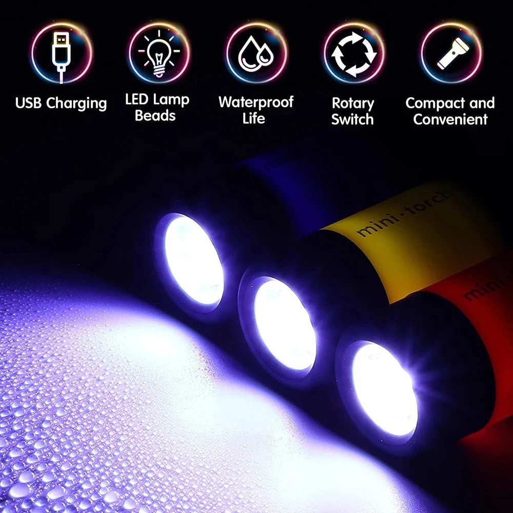 USB 充電式キャンプミニ懐中電灯強力な光ポケットキーホルダ - Keychain Flashlight のレビューと価格