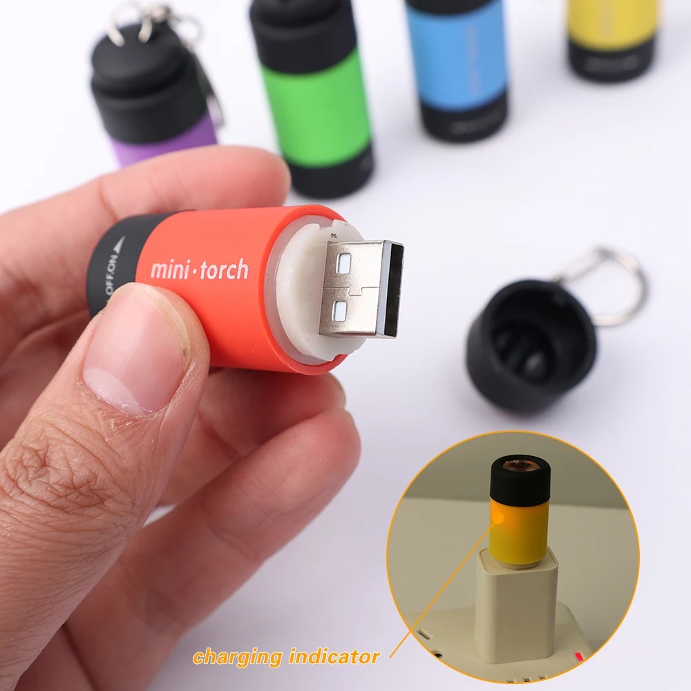 USB 充電式キャンプミニ懐中電灯強力な光ポケットキーホルダ - Keychain Flashlight のレビューと価格