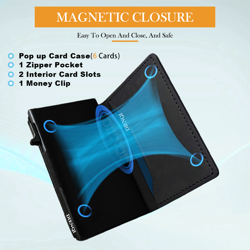 牛革クレジットカードホルダー本革メンズ財布磁気RFID銀行カ - Money Clip Magnetic のレビューと価格