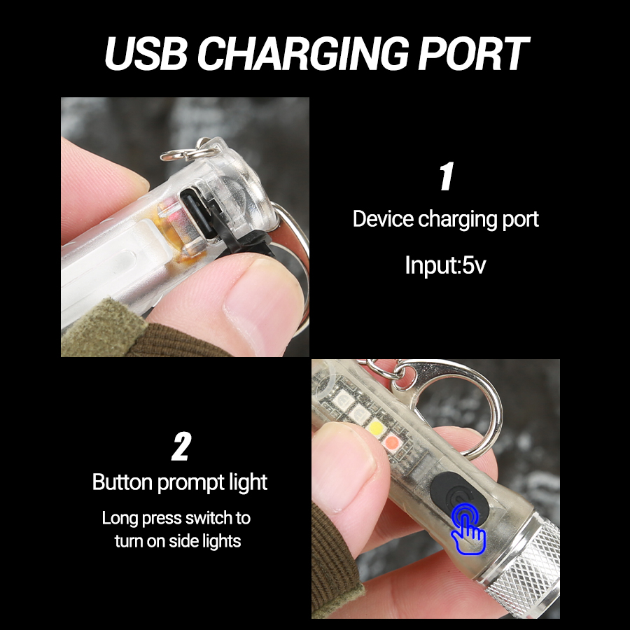ミニキーホルダー懐中電灯 USB 充電式強力懐中電灯アウトド - Keychain Flashlight のレビューと価格